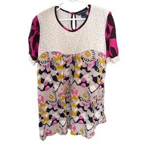 Vtg y2k French Connection Stylish Multicolor Women's babydoll Top boho size 4